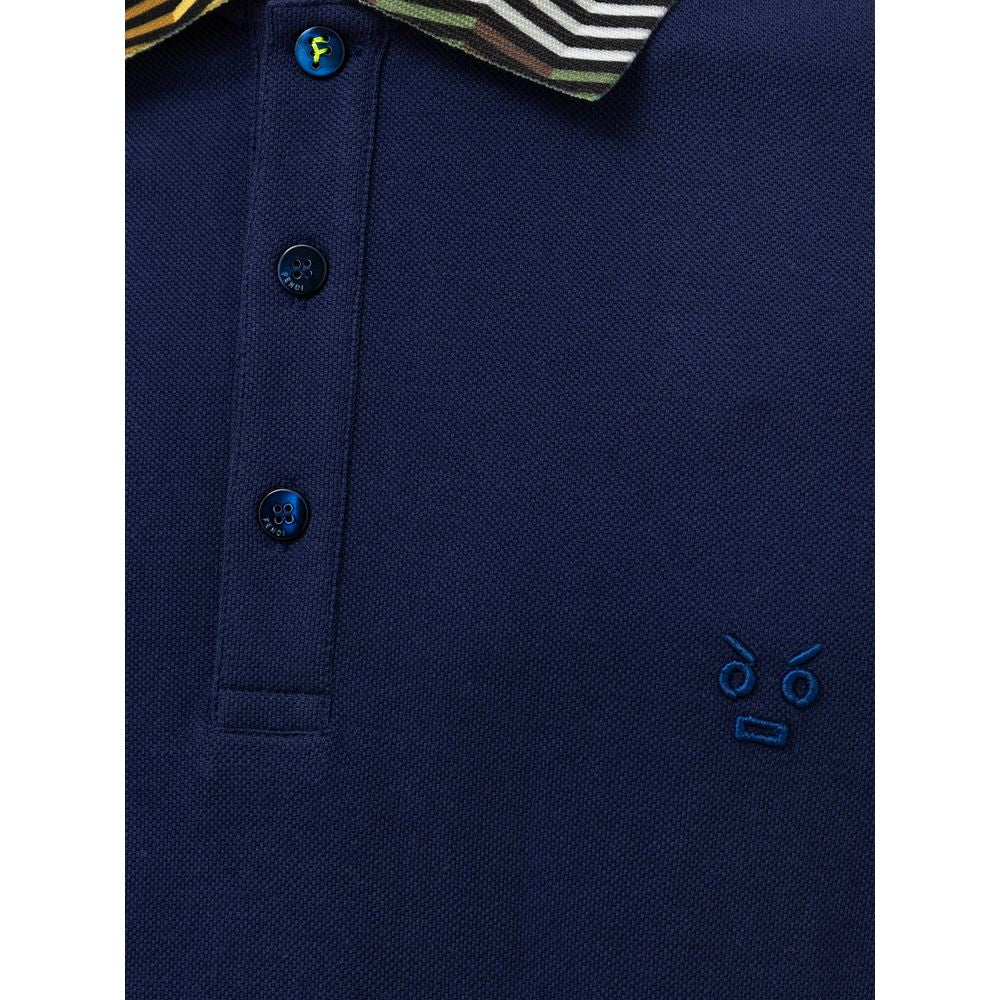 Blue Cotton Polo Shirt