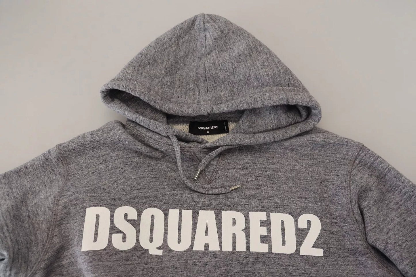 Gray Cotton Hooded Logo Print Men Pullover Sweater