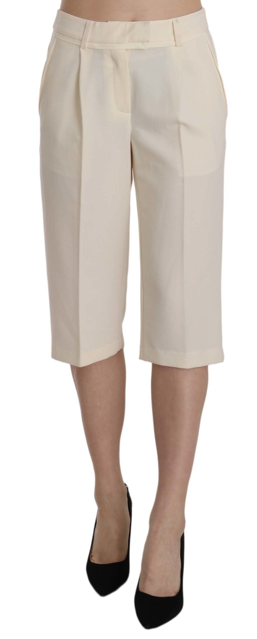 Elegant Straight Cropped Pants in Cream