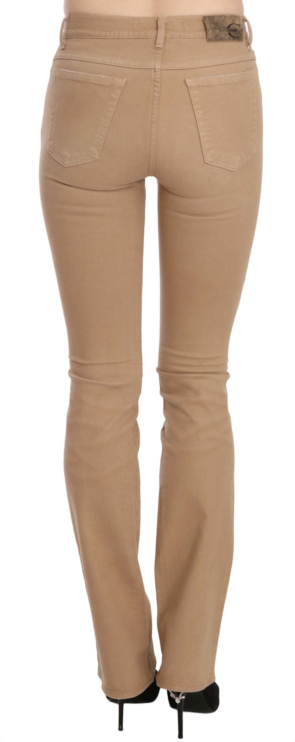 Chic Brown Mid Waist Skinny Trousers