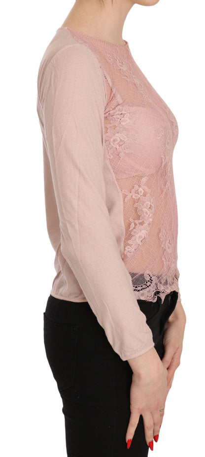 Chic Pink See-Through Cotton Blouse