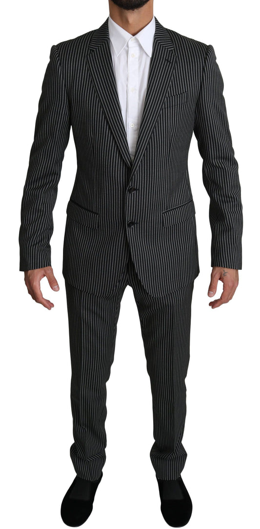 Elegant Striped Wool-Silk Two-Piece Suit