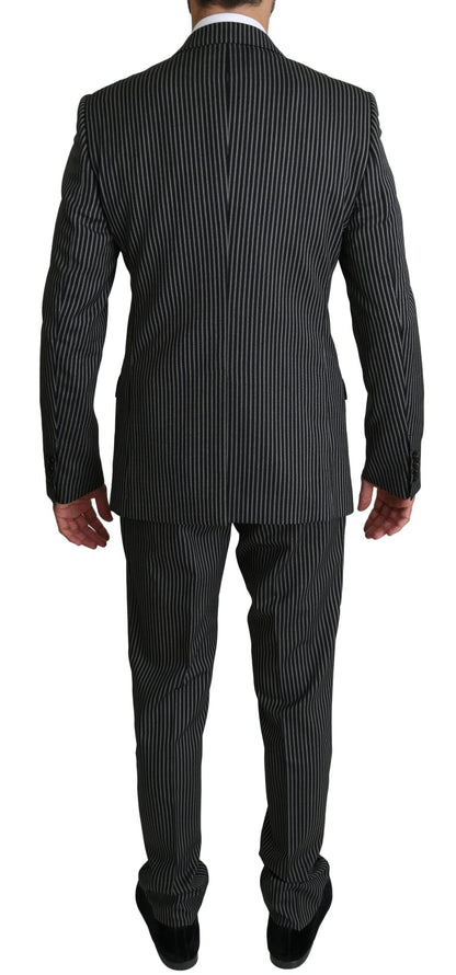 Elegant Striped Wool-Silk Two-Piece Suit