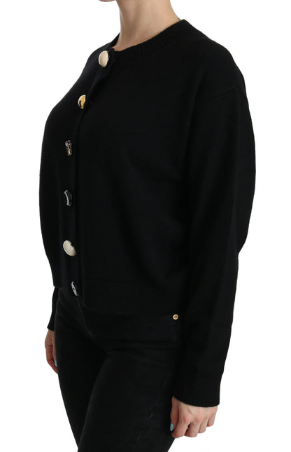 Elegant Black Cashmere Cardigan Top