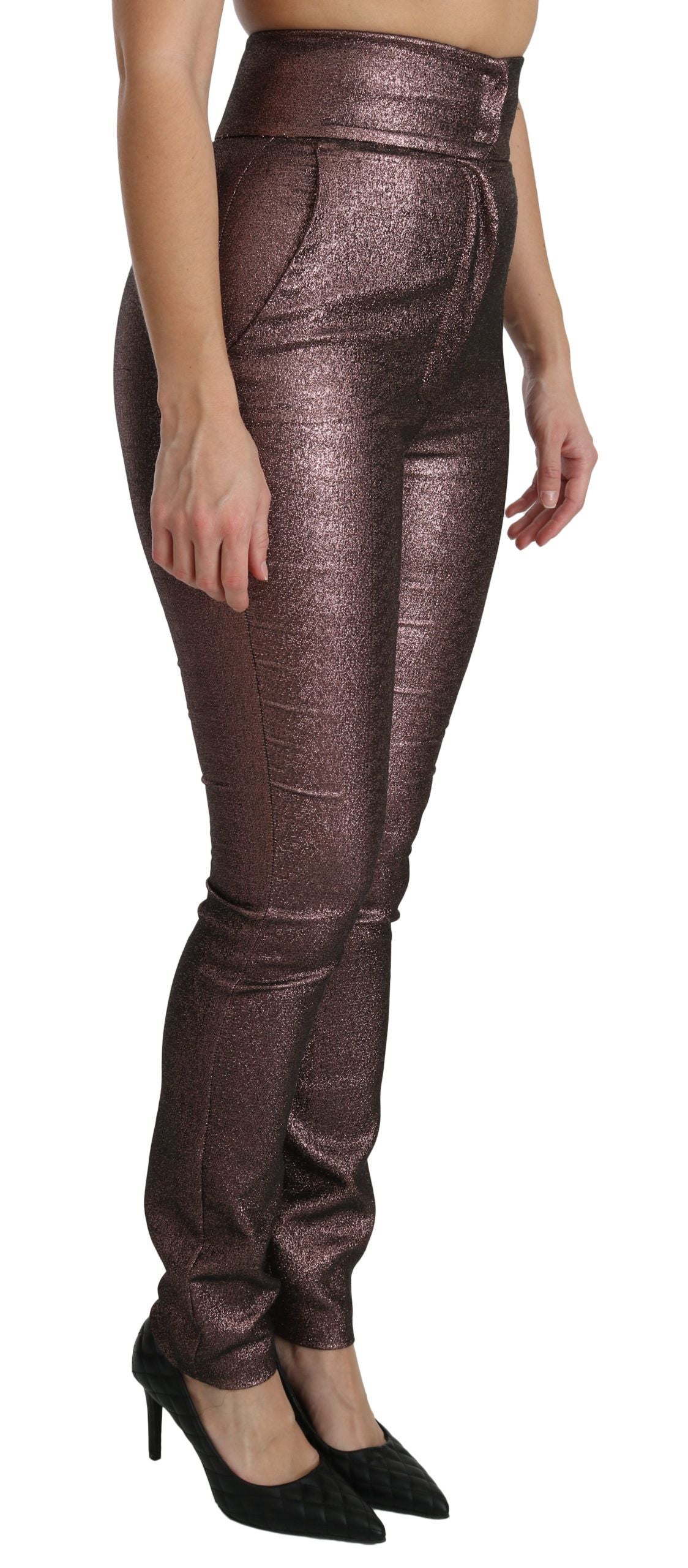 High Waist Slim Fit Metallic Pants