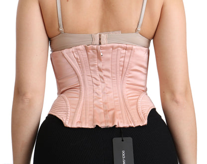 Silk Blend Corset Belt Luxury Top - Pink