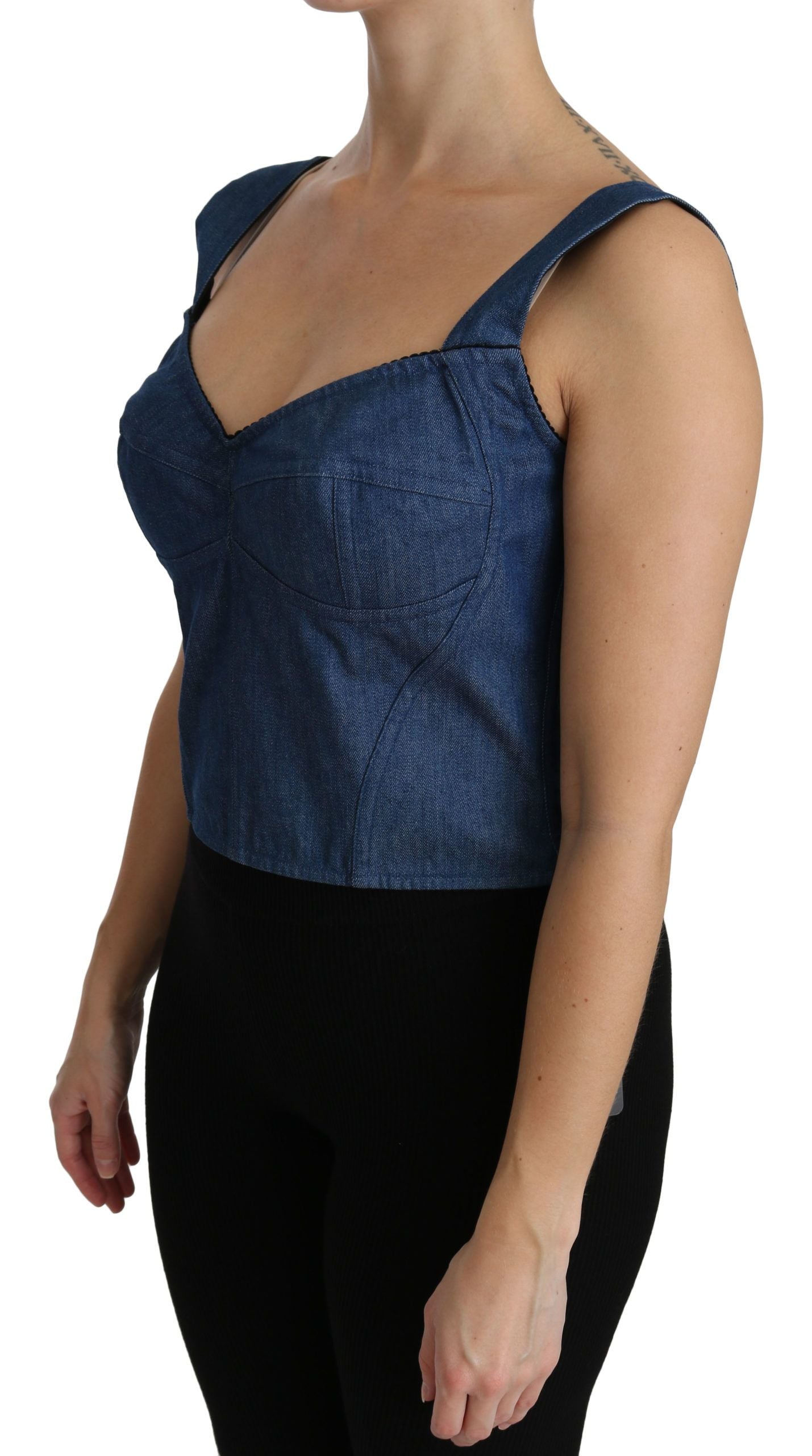 Elegant Sleeveless Bustier Top in Blue