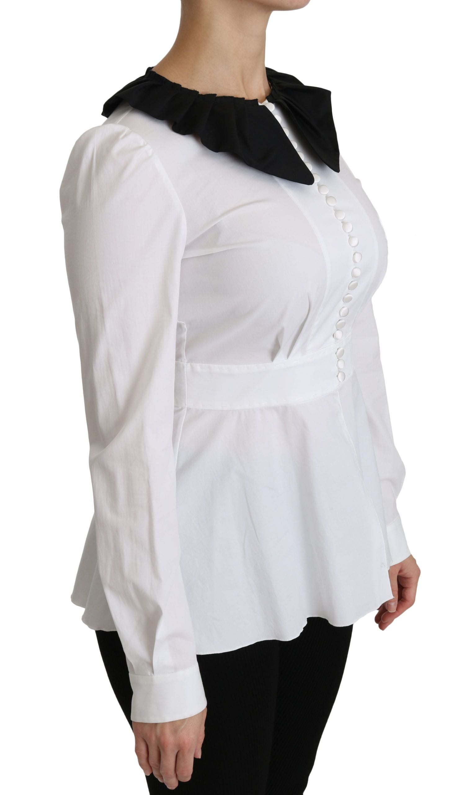 Elegant White Collared Cotton Top