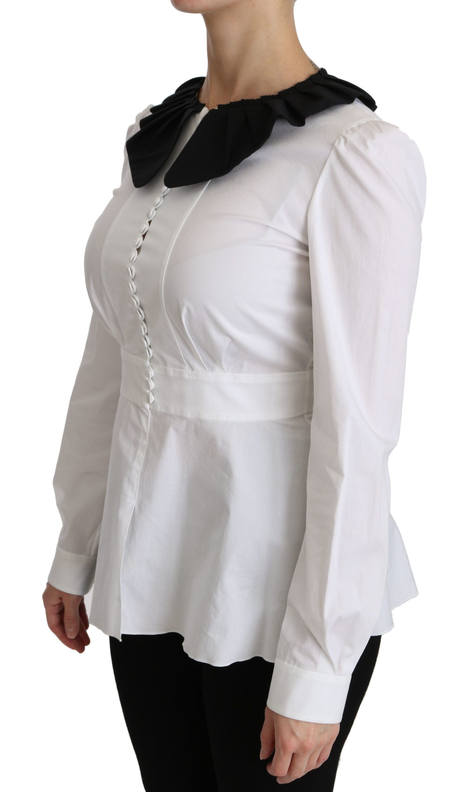 Elegant White Collared Cotton Top