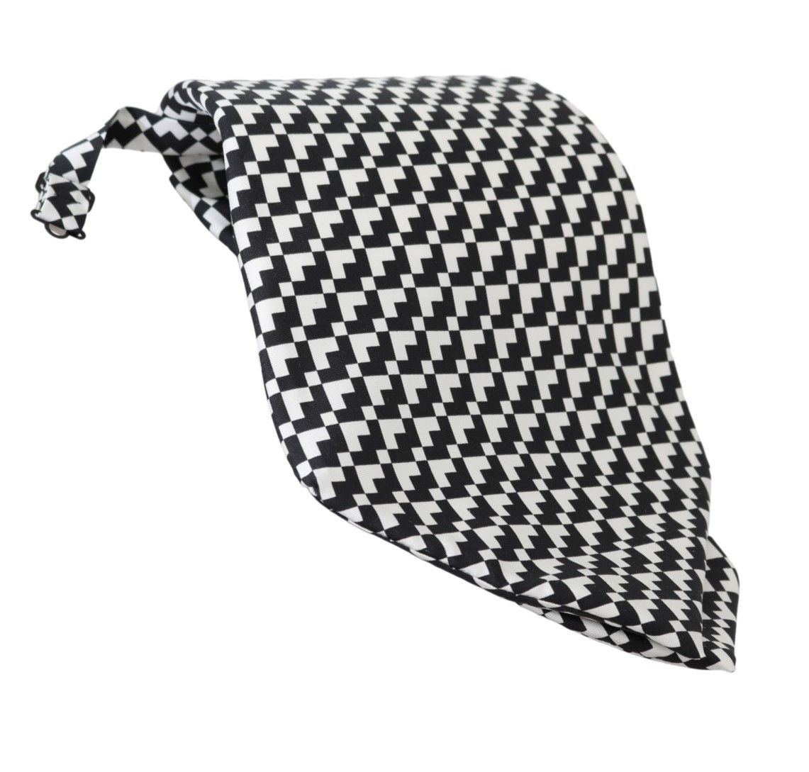 Elegant Black Patterned Silk Tie