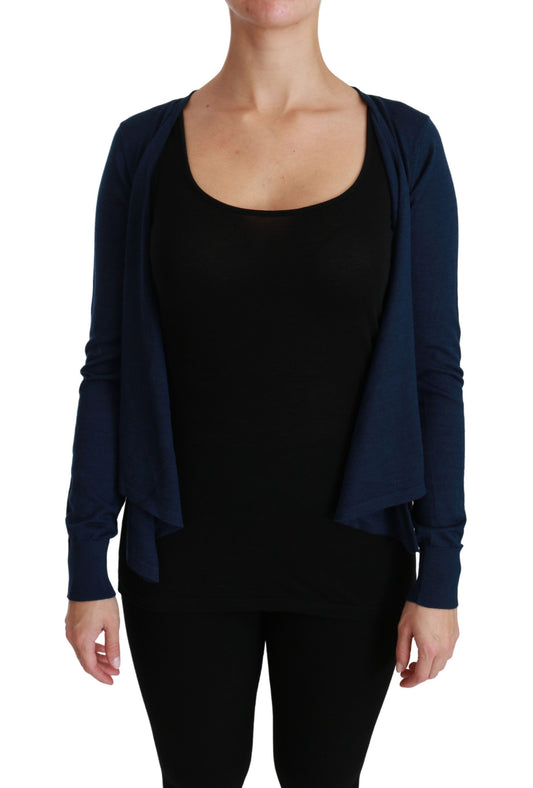 Elegant Blue Cashmere-Silk Cardigan