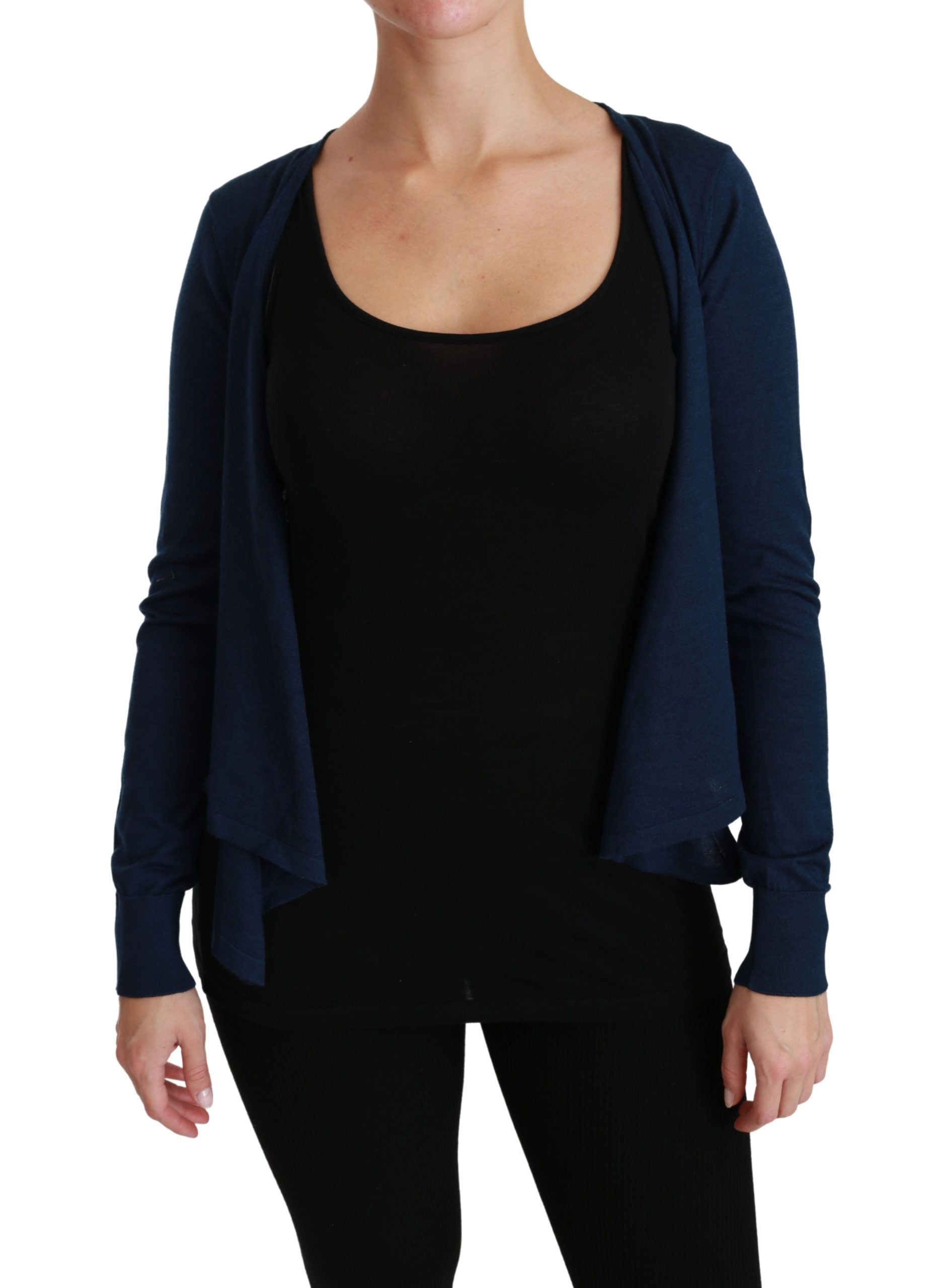 Elegant Blue Cashmere-Silk Cardigan