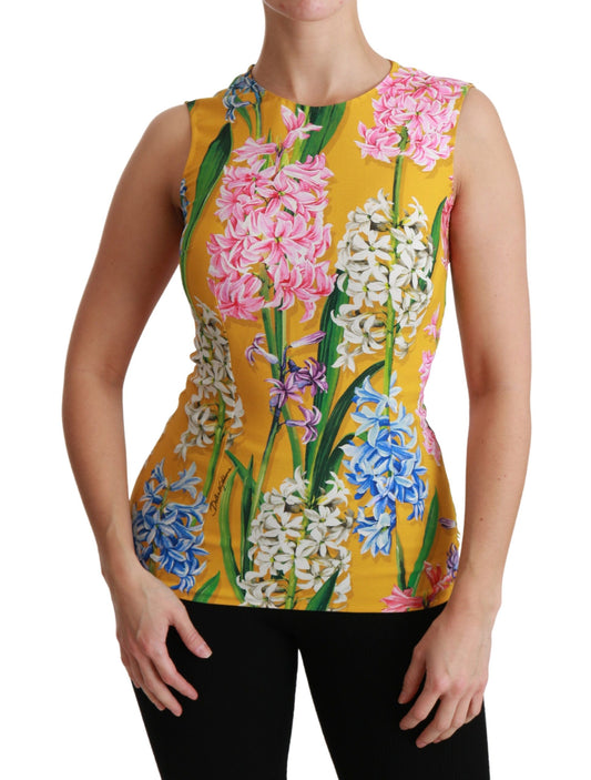 Sunshine Floral Crewneck Sleeveless Blouse