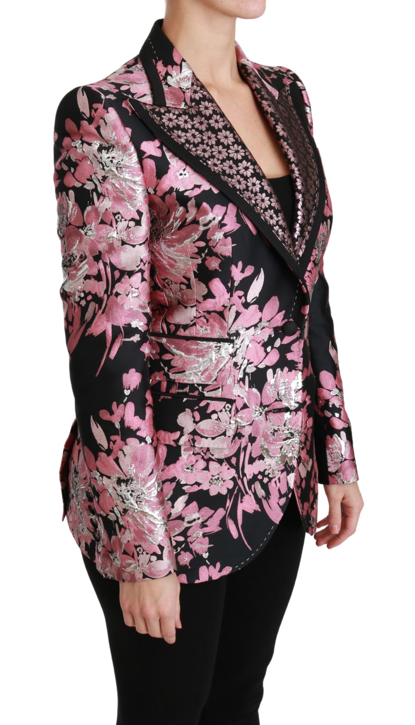 Elegant Floral Jacquard Blazer