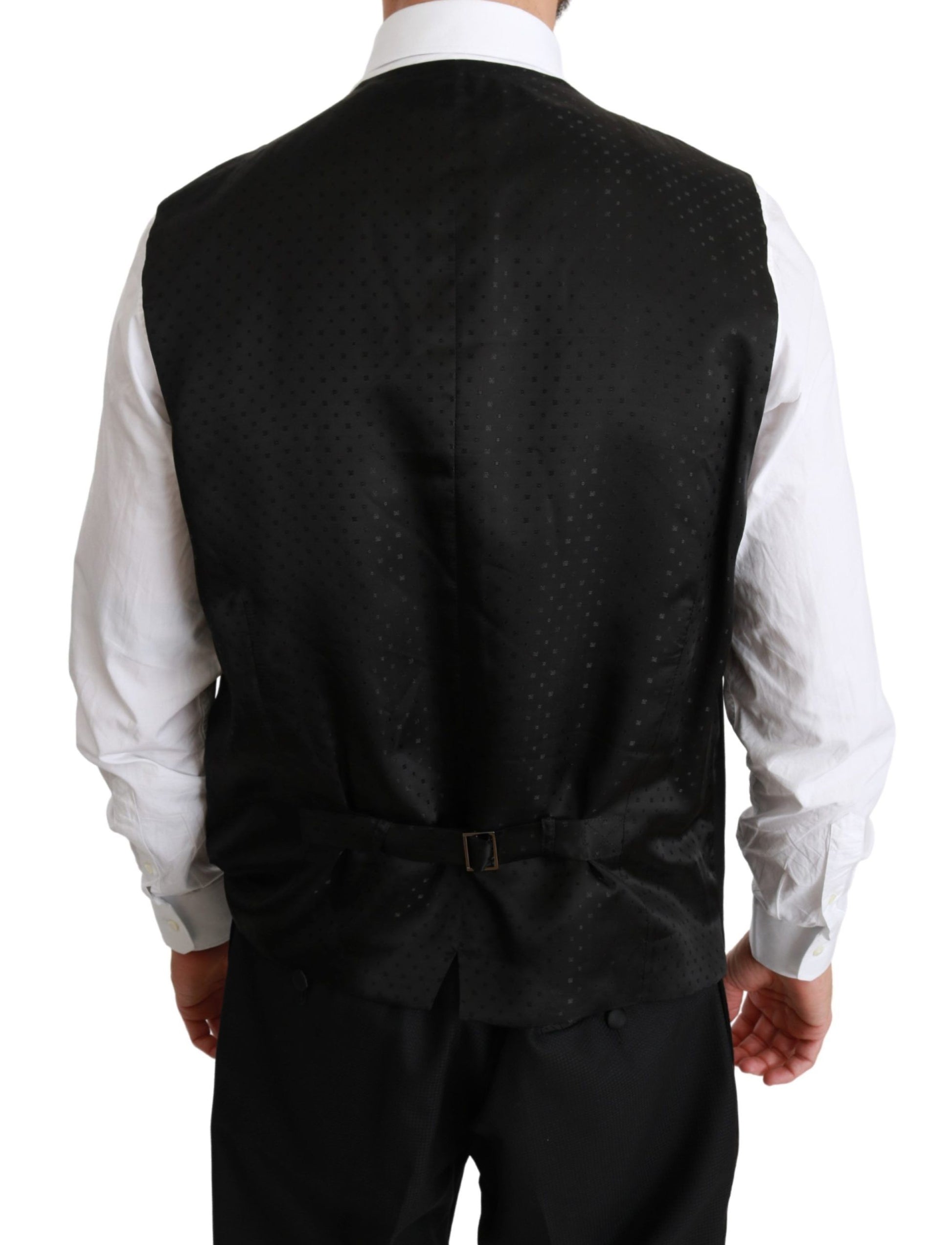 Elegant Black Silk-Blend 3 Piece Suit