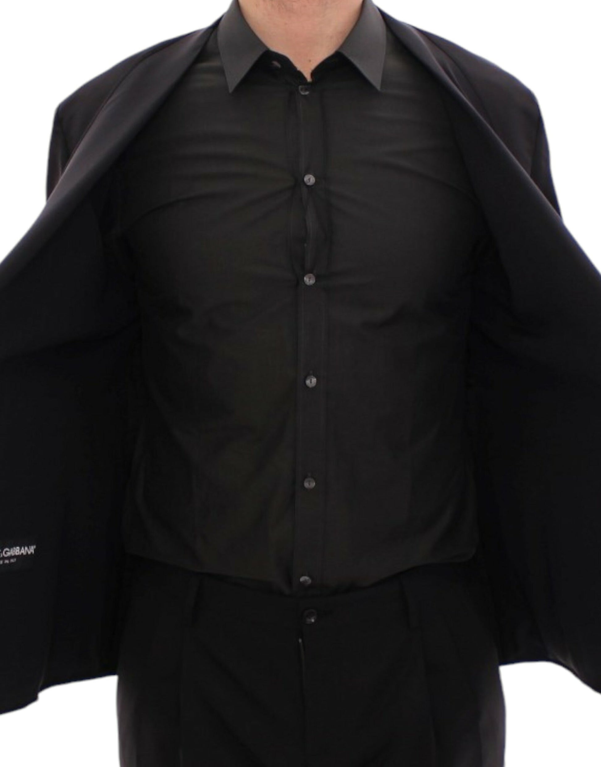 Elegant Black Silk Slim Fit Blazer