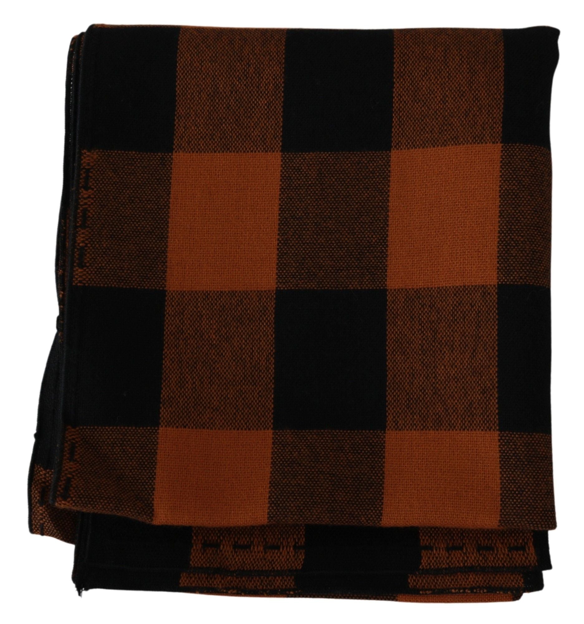 Chic Orange Check Wool Blend Scarf