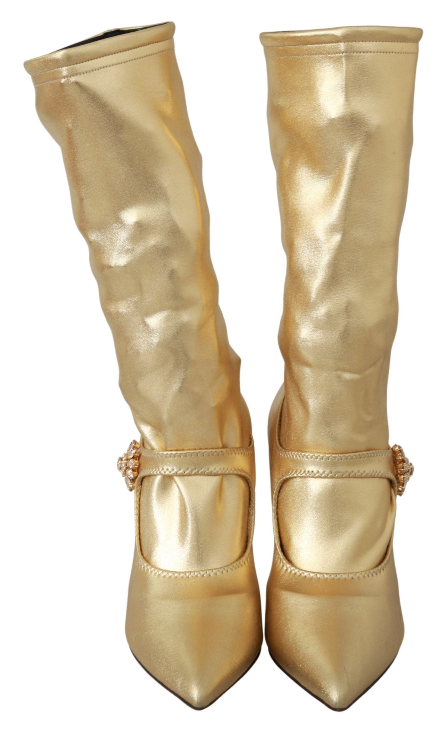 Elegant Gold Crystal Booties