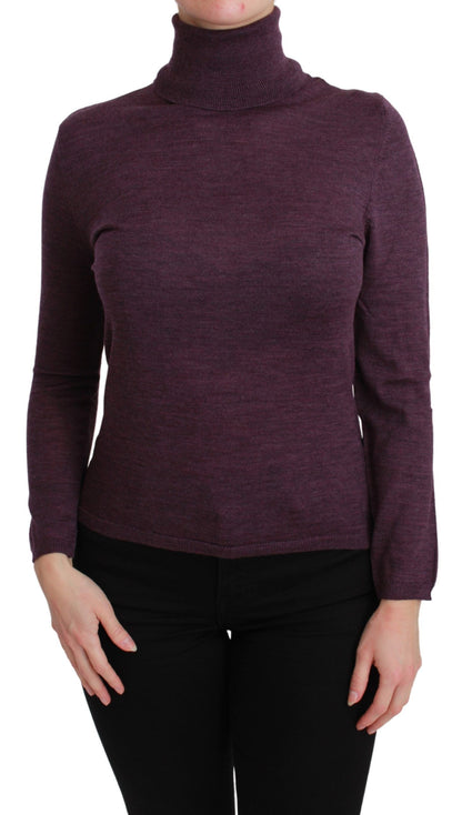 Elegant Turtleneck Wool Sweater in Purple