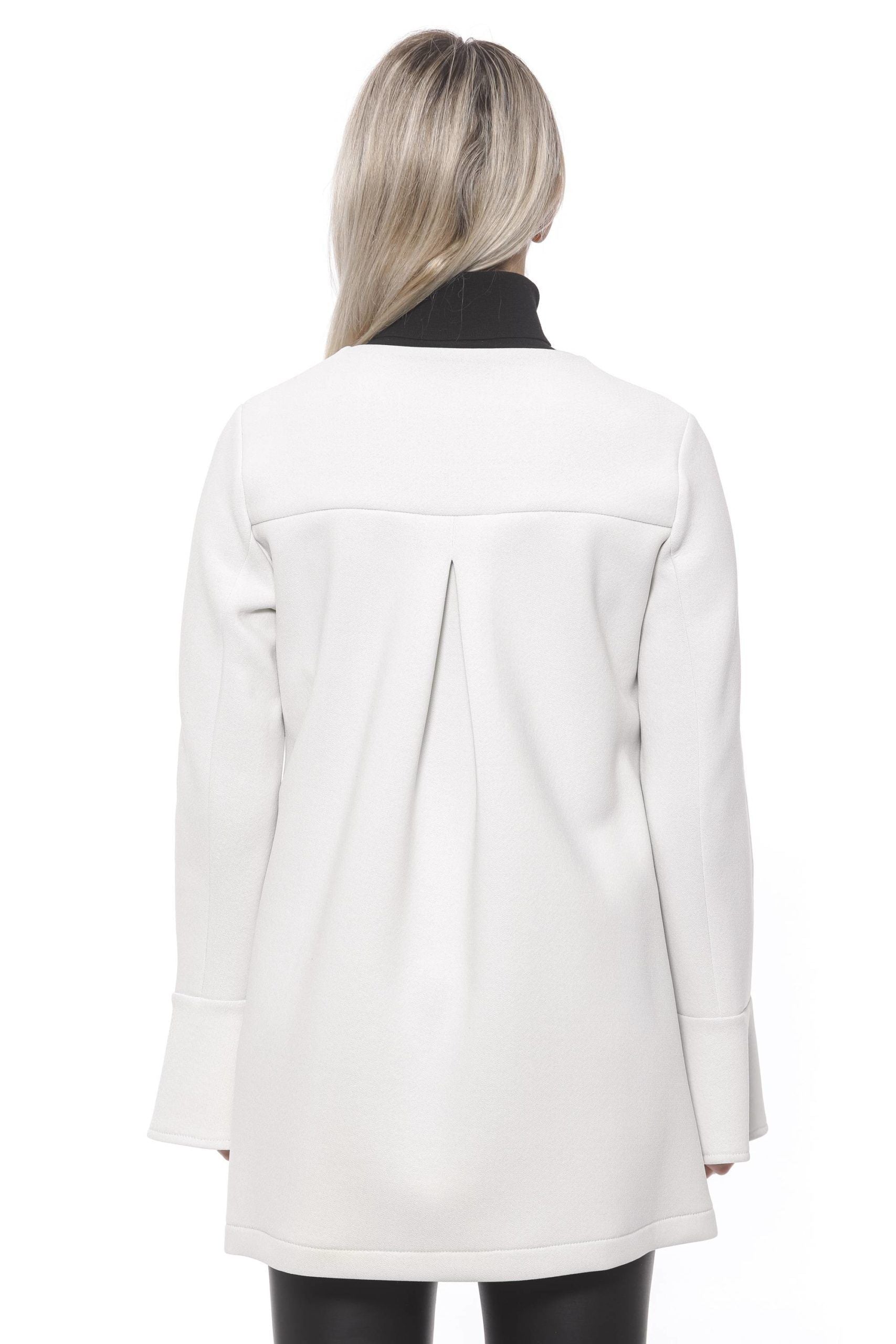 Elegant White Neoprene Woman Coat