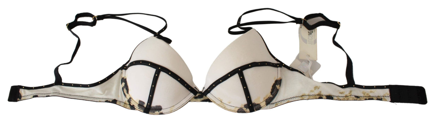 Elegant White Push-Up Bra With Logo Details