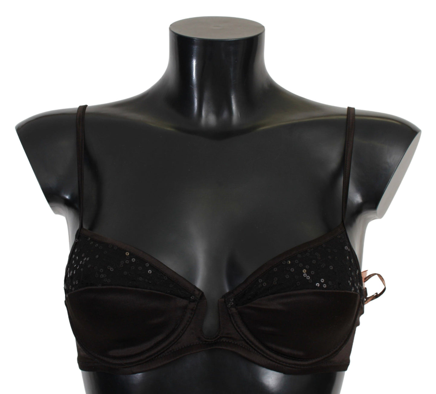 Sequined Brown Balconette Bra