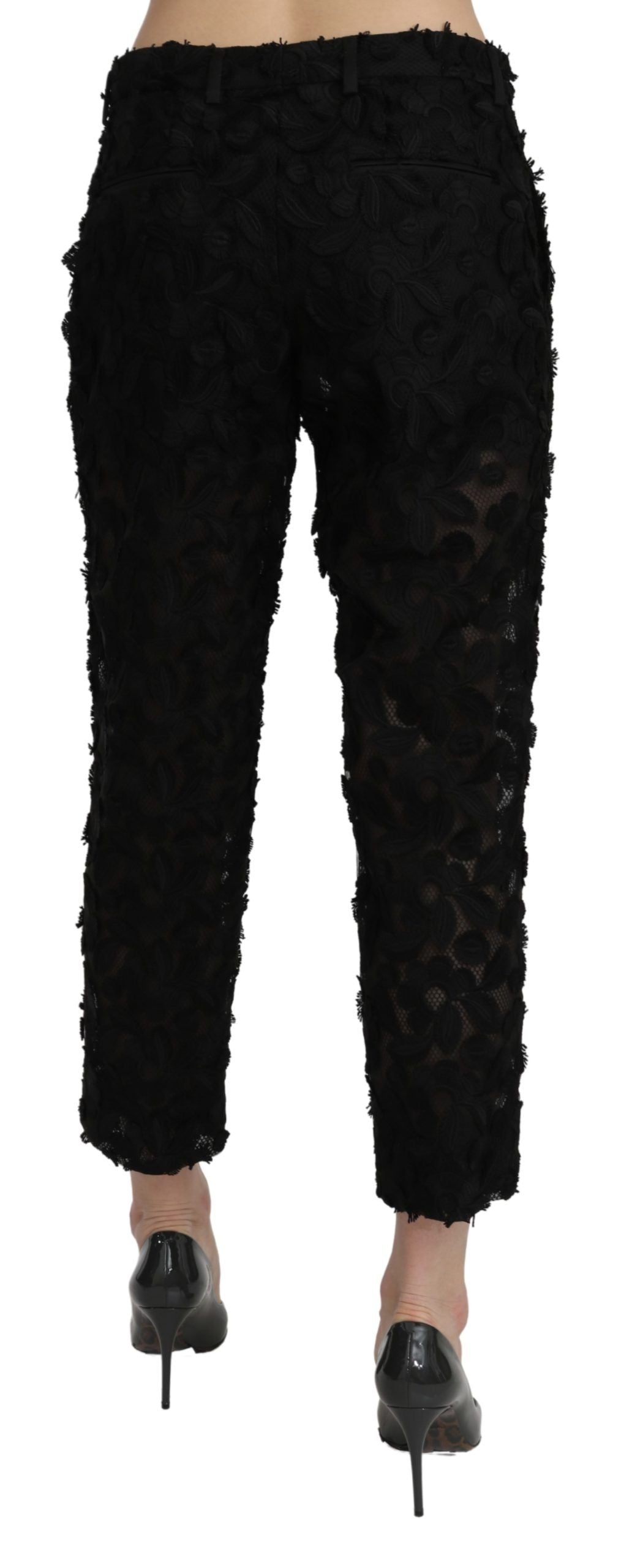 Elegant Straight Cropped Lace Trousers