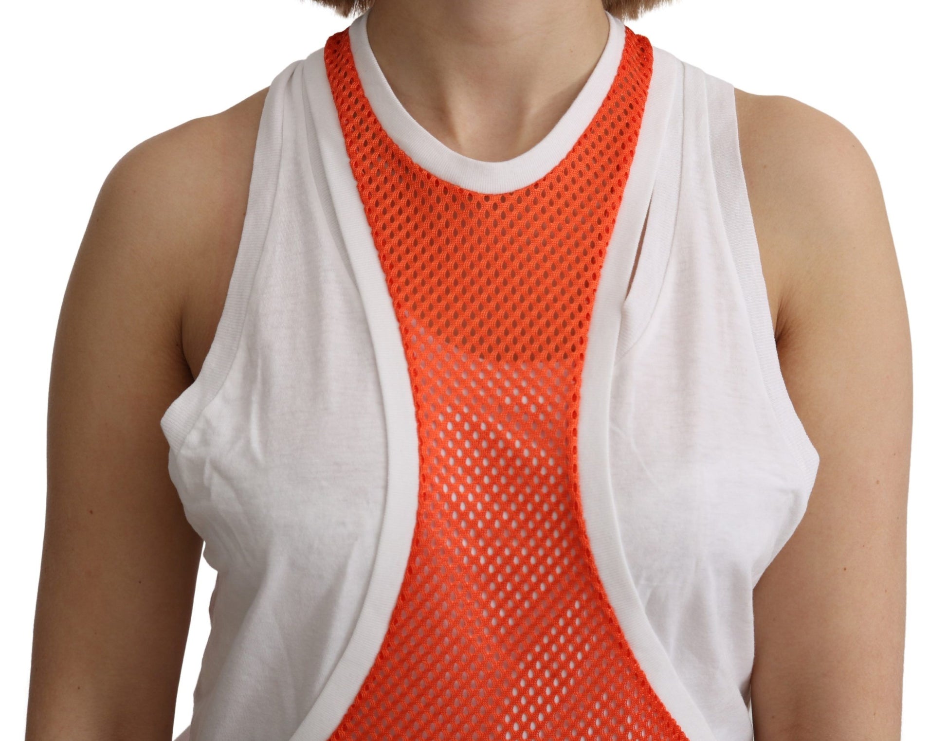 Elegant Sleeveless Cotton Tank in Orange