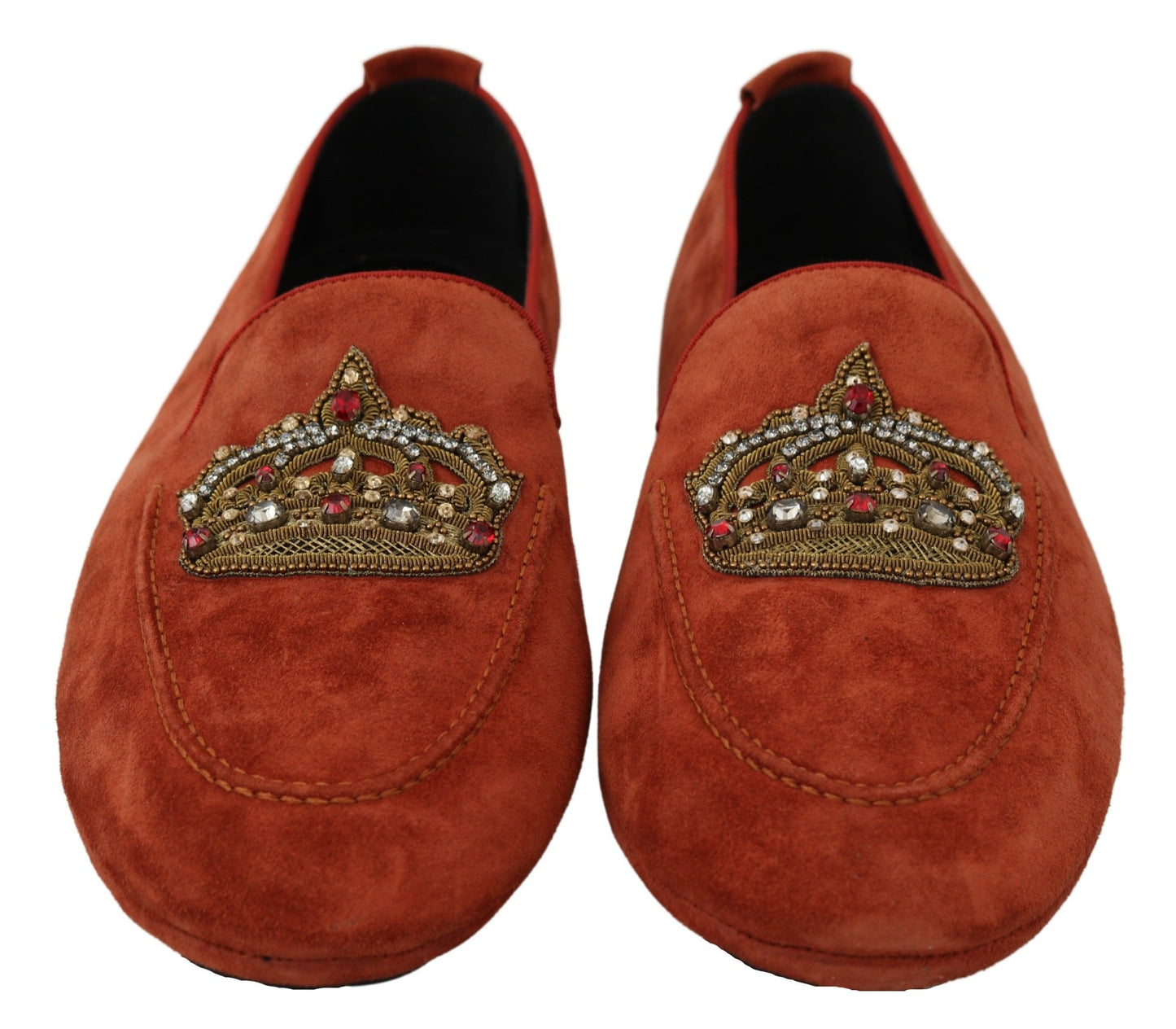 Elegant Orange Leather Moccasin Slippers