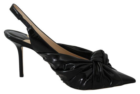 Elegant Black Leather Pointed Toe Pumps