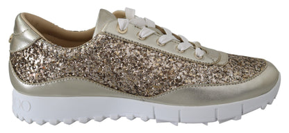 Antique Gold Glitter Leather Sneakers