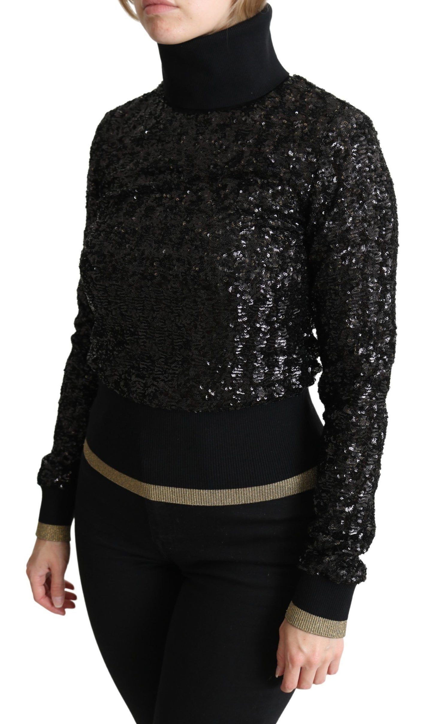 Elegant Sequined Turtleneck Sweater