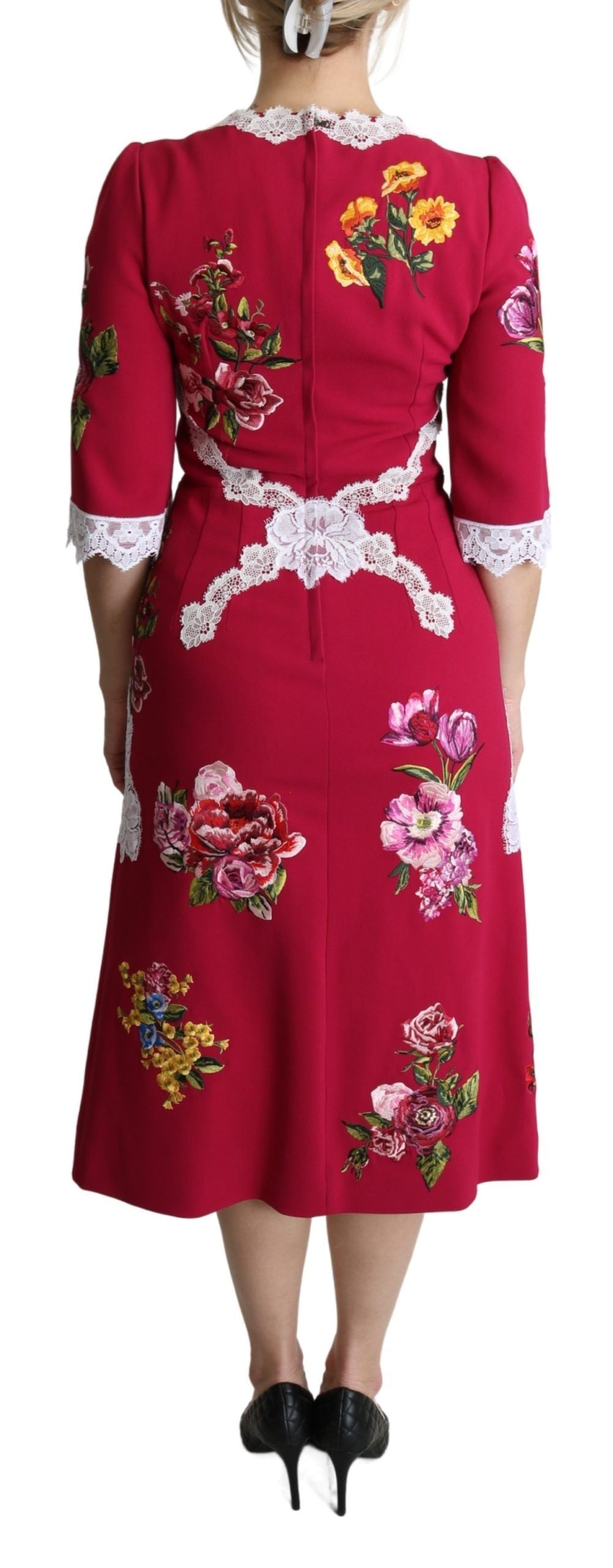 Floral Embroidered Sheath Midi Dress