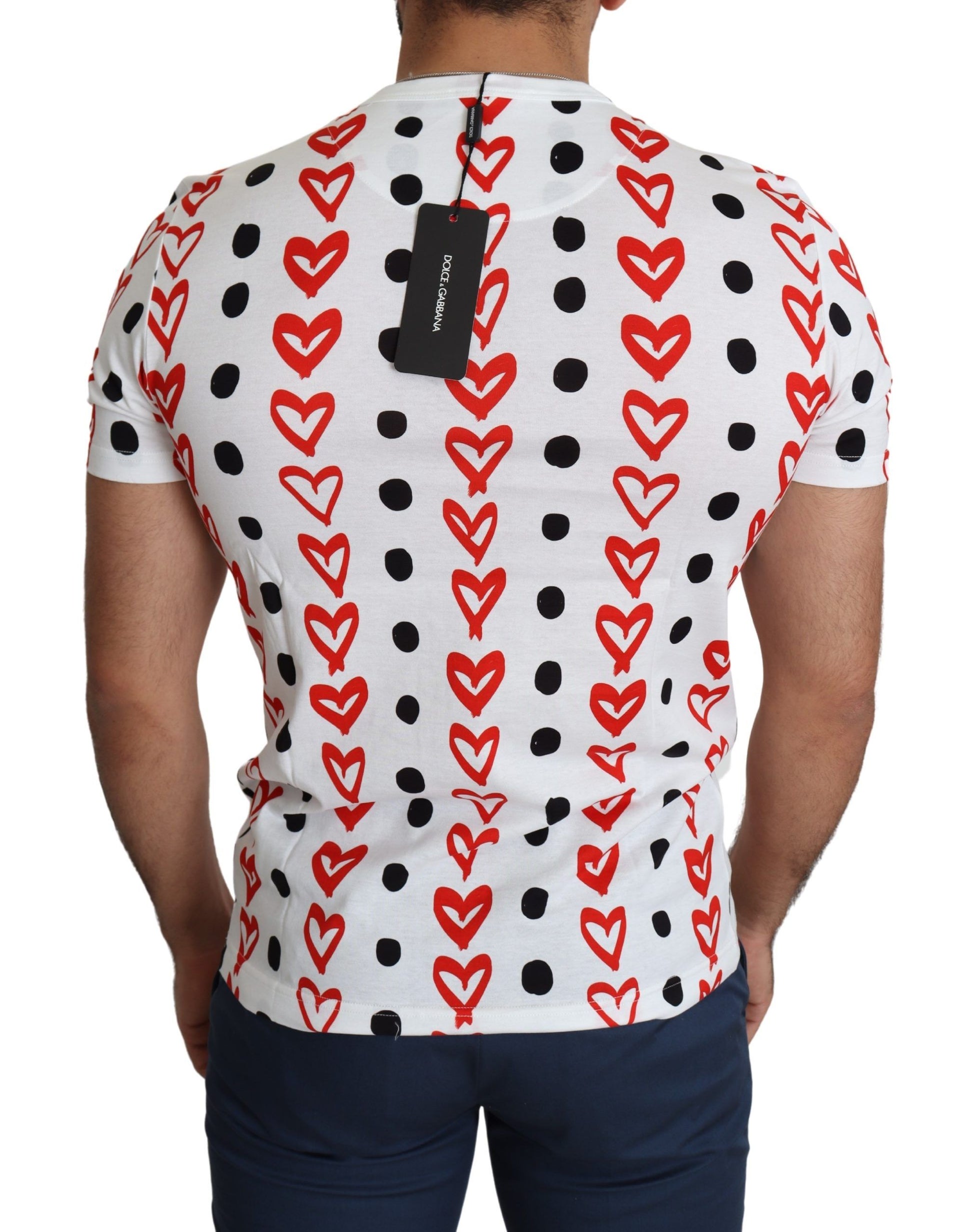 Chic White Cotton Tee with Heart Print