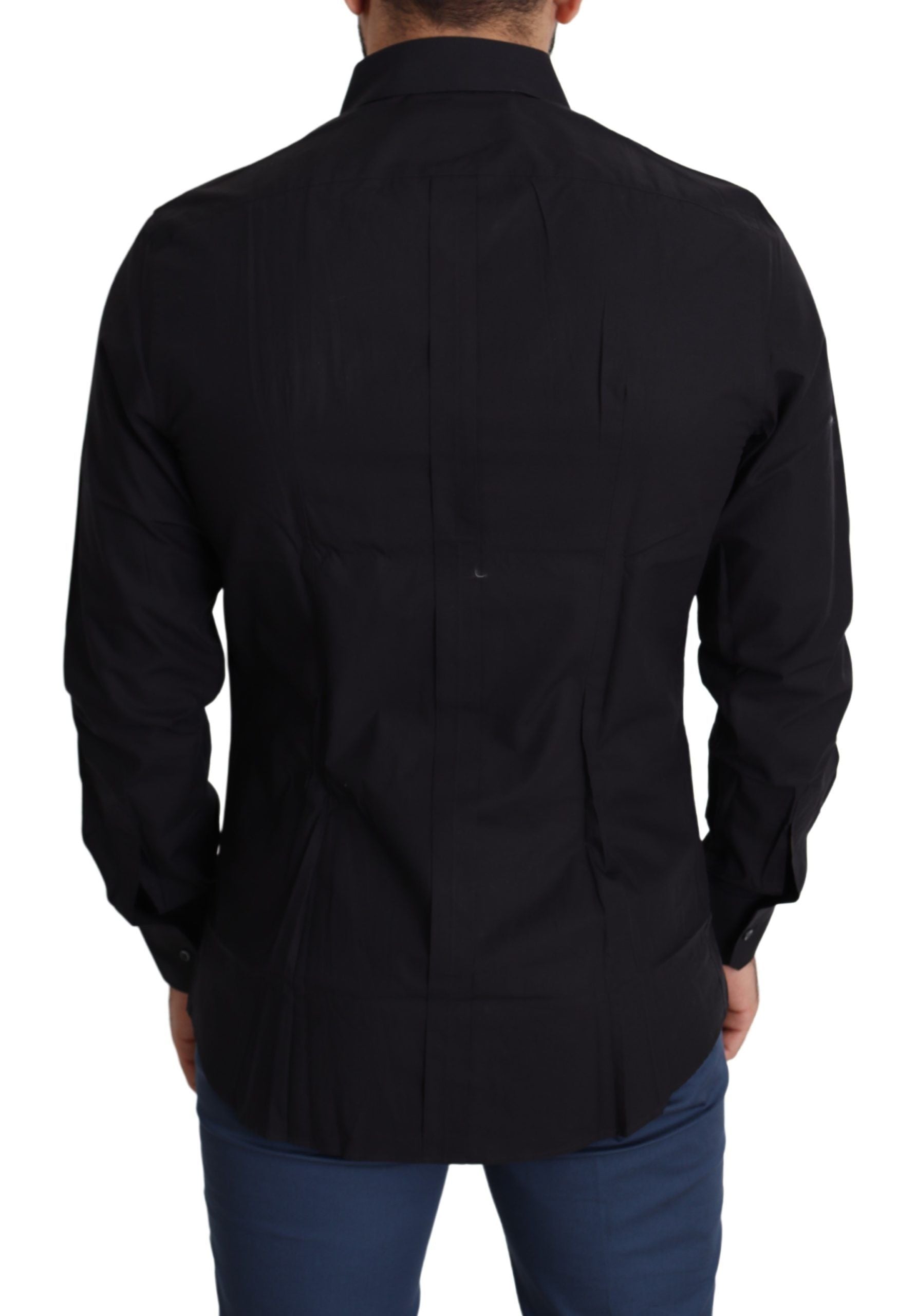 Sleek Black Cotton Dress Shirt