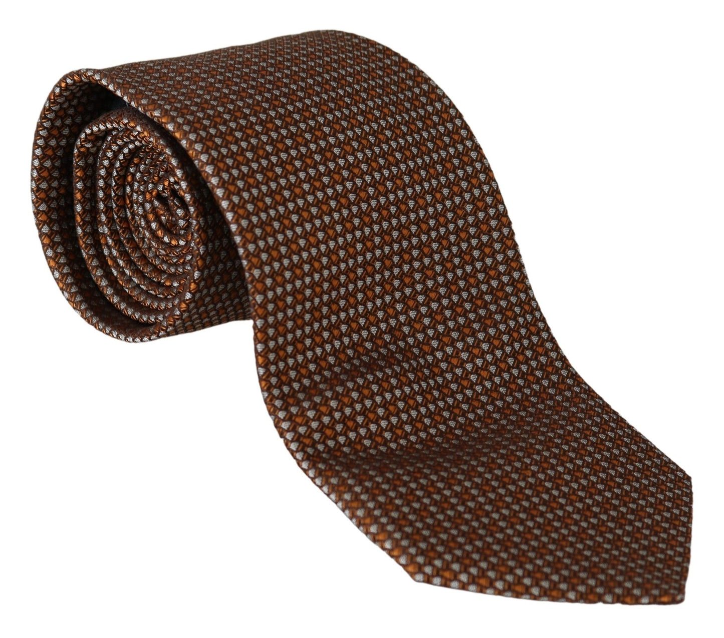 Elegant Brown Patterned Silk Tie