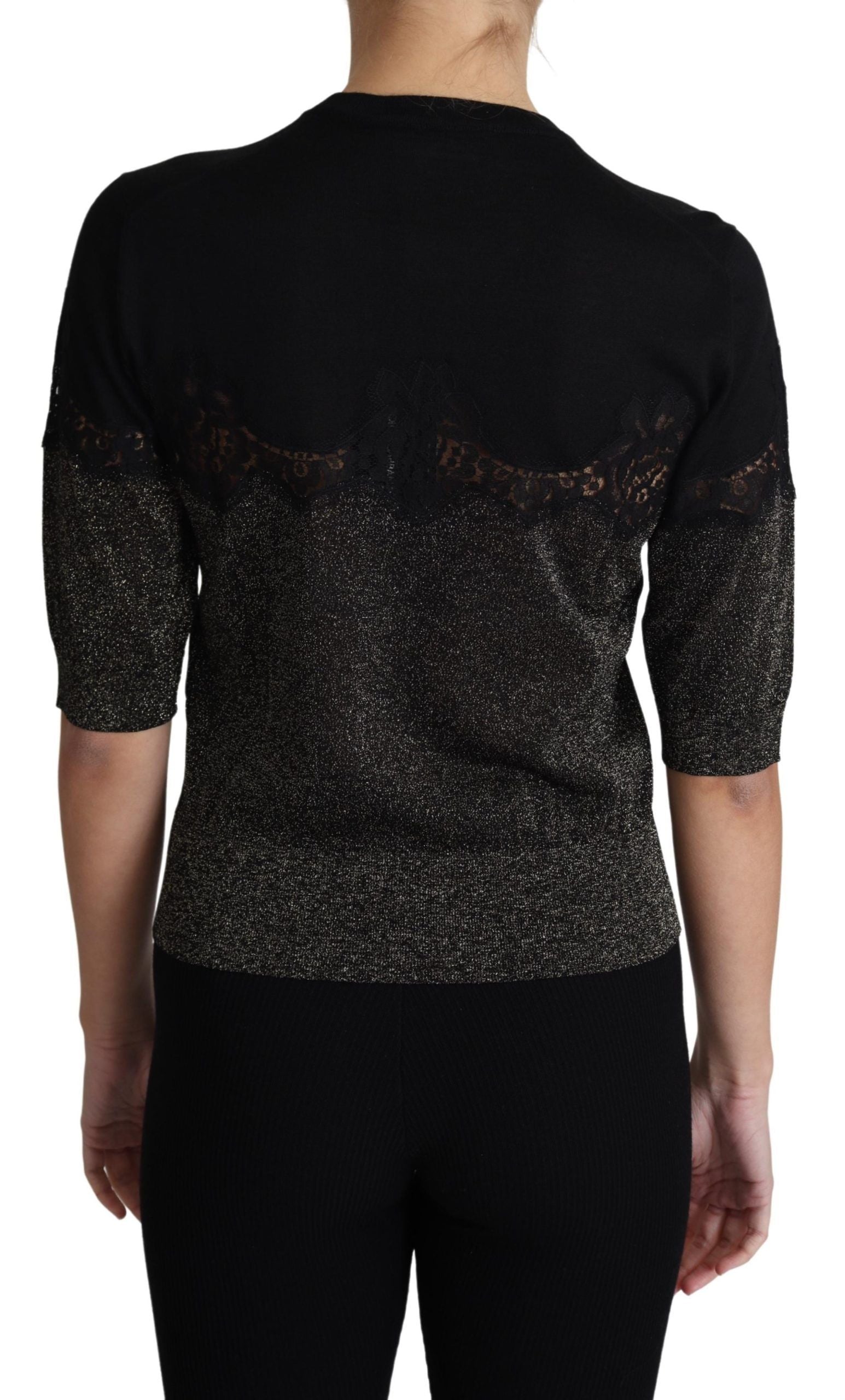 Elegant Lurex Threaded Jersey Lace Blouse