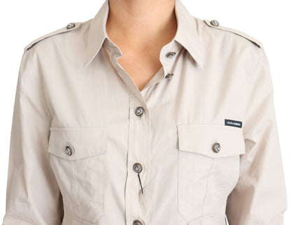 Elegant Beige Cotton Safari Shirt