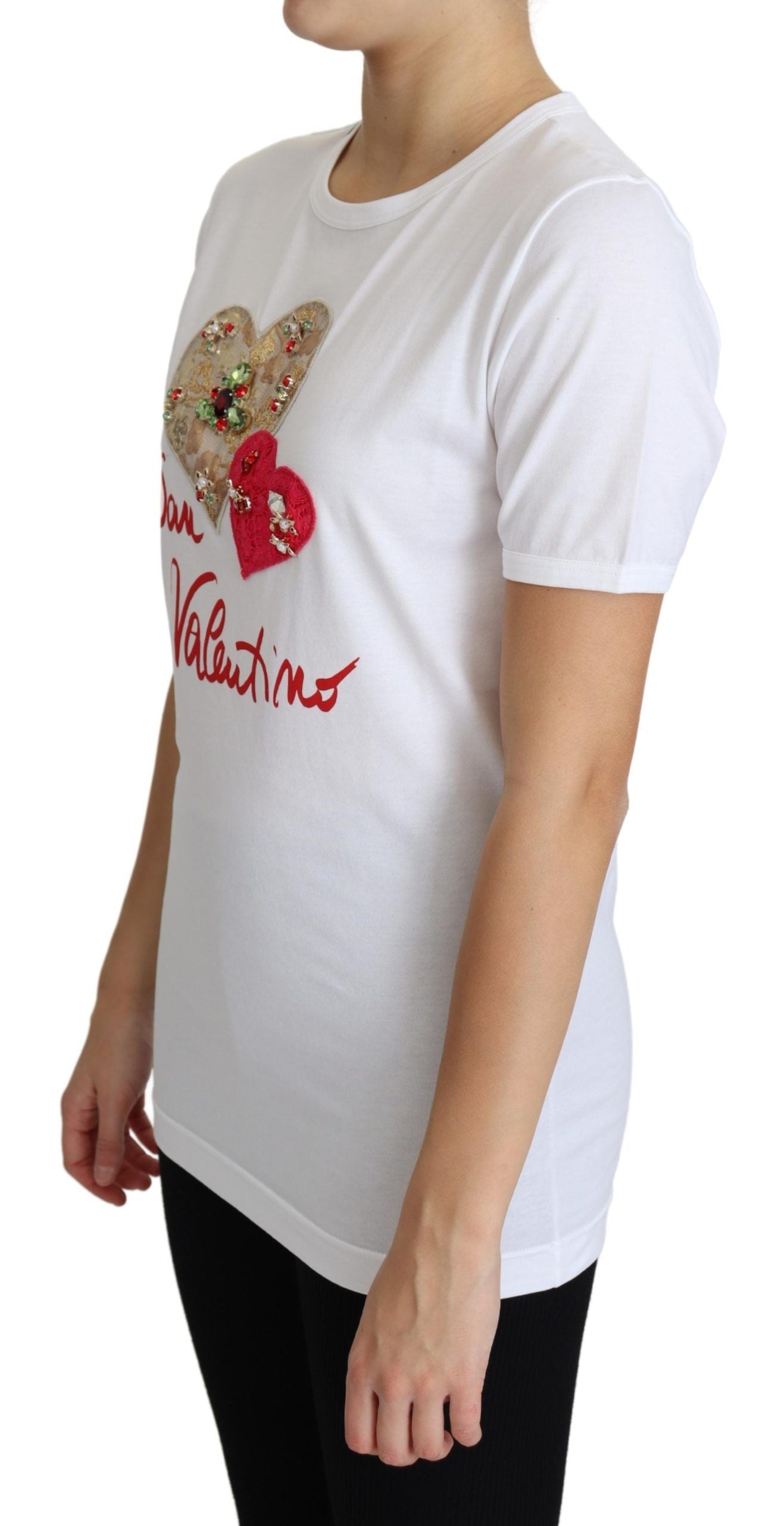 Crystal-Embellished White Cotton Tee