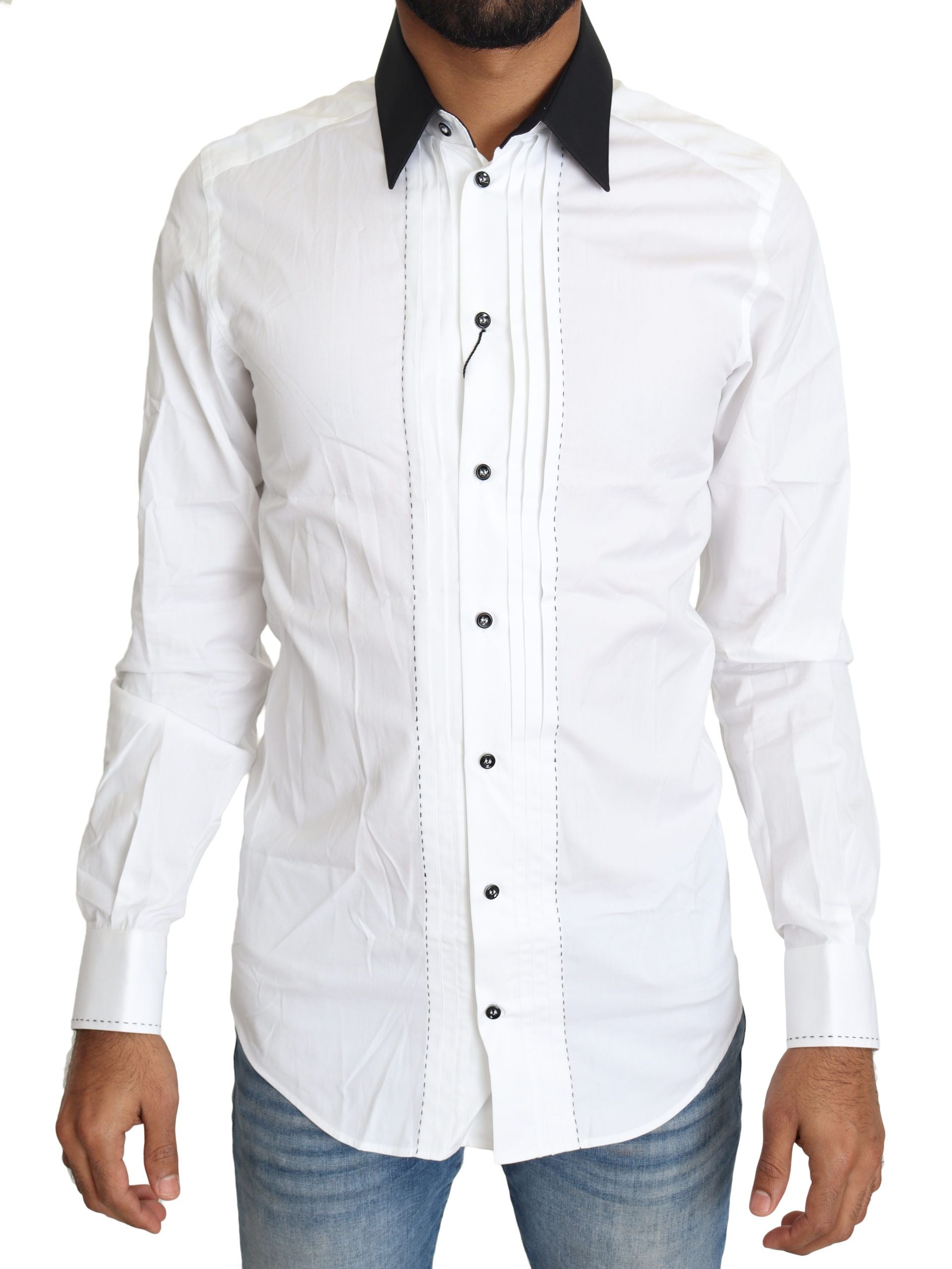 Elegant White Slim Fit Dress Shirt