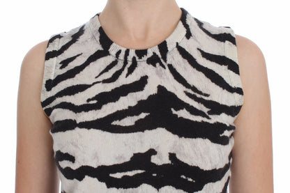 Zebra Print Cashmere Sleeveless Top