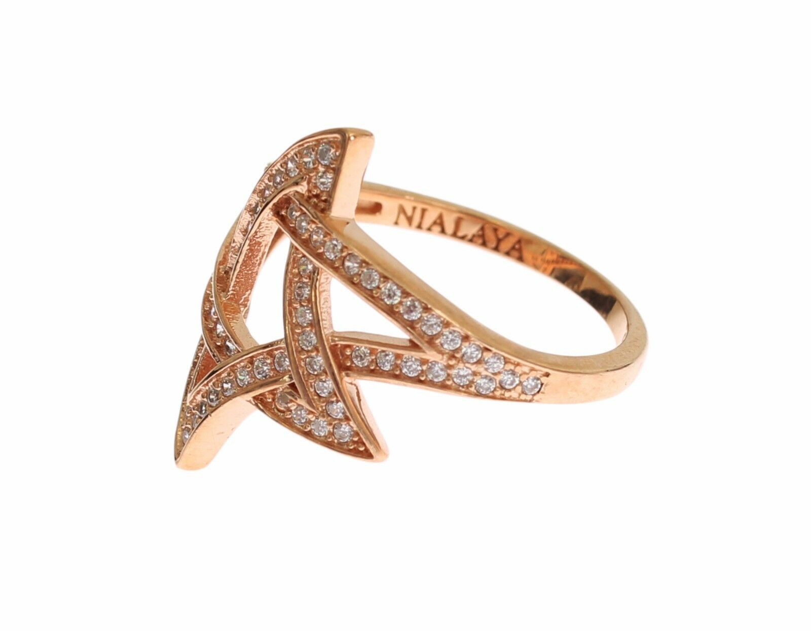 Pink Gold Plated Silver CZ Crystal Ring