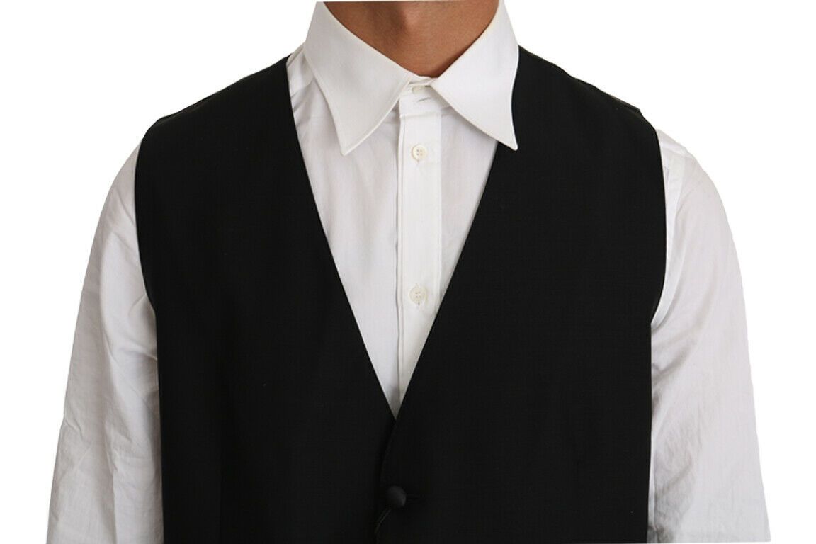 Elegant Black Formal Wool Blend Vest