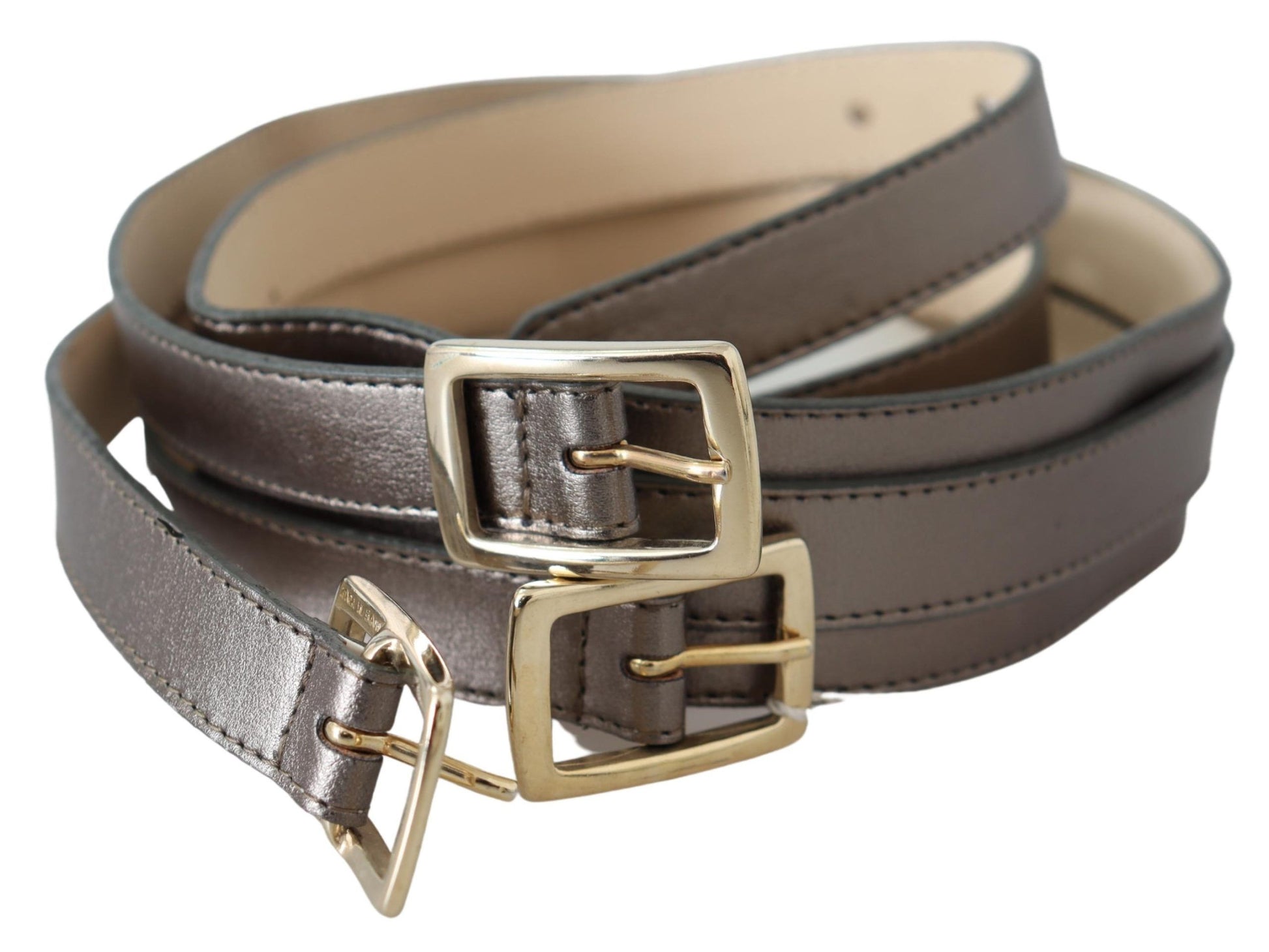 Metallic Bronze Leather Fashion Belt