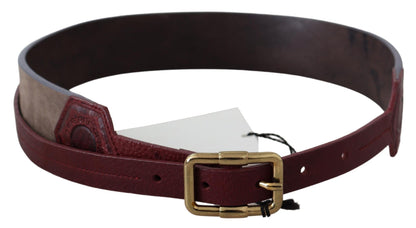 Elegant Brown Leather Belt with Gold Buckle