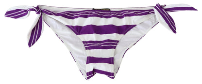 Chic Striped Bikini Bottom - Effortless Poolside Glamour