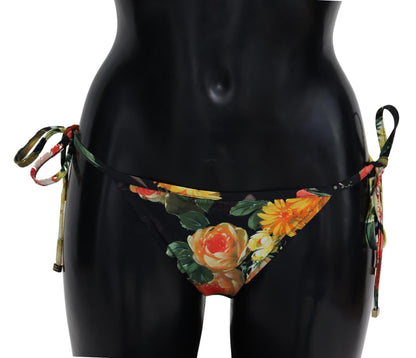 Elegant Black Floral Bikini Bottom