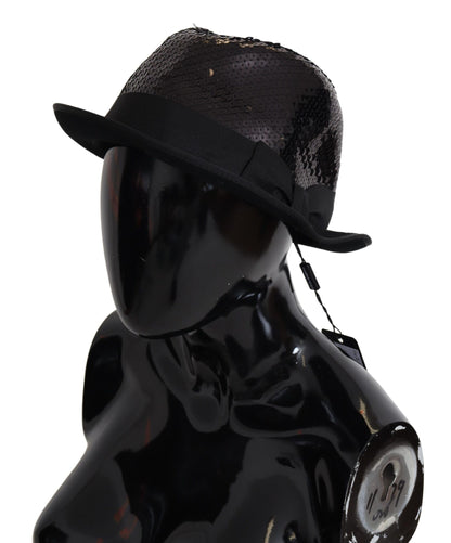 Elegant Black Sequin Fedora Hat