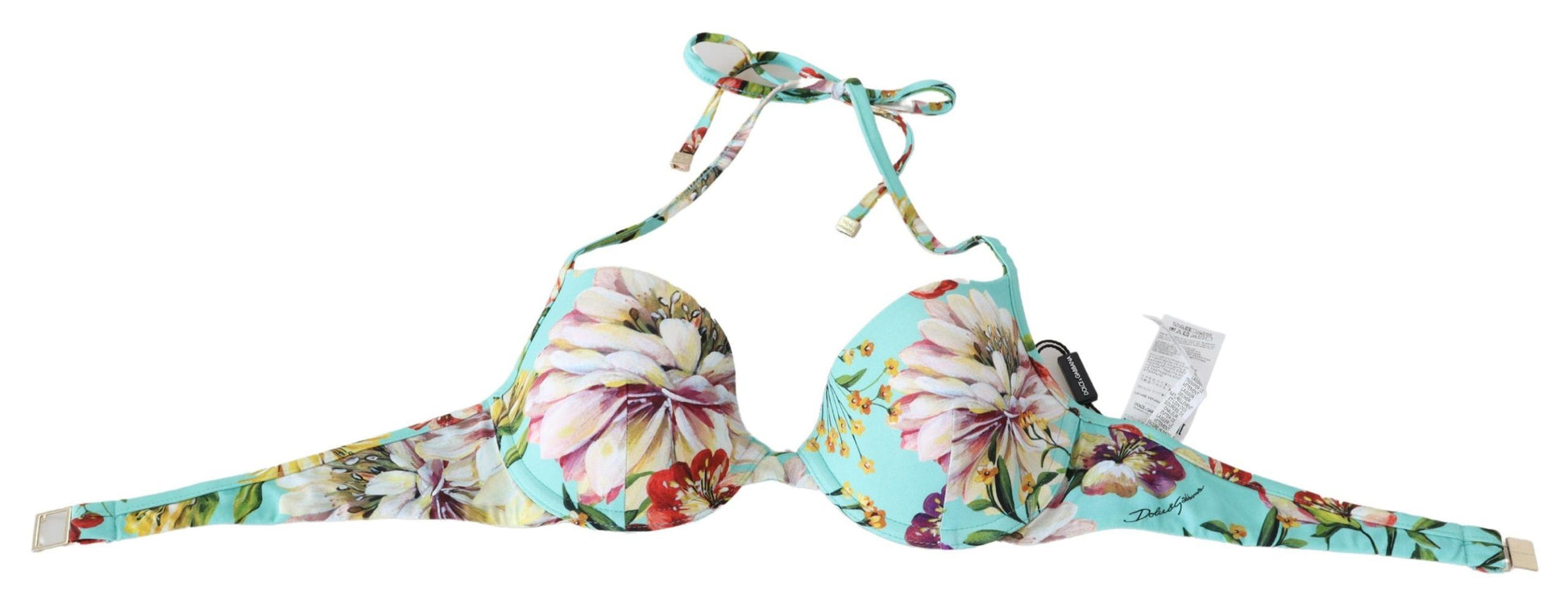 Chic Mint Green Floral Bikini Top