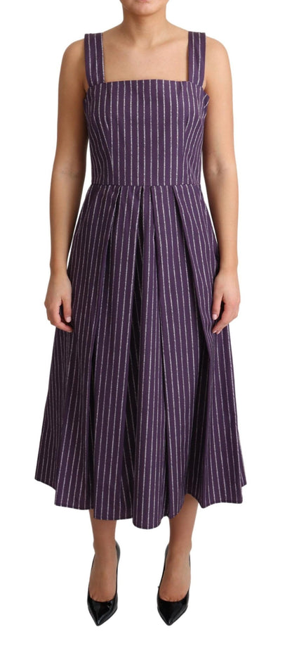 Elegant Sleeveless A-Line Purple Stripe Dress